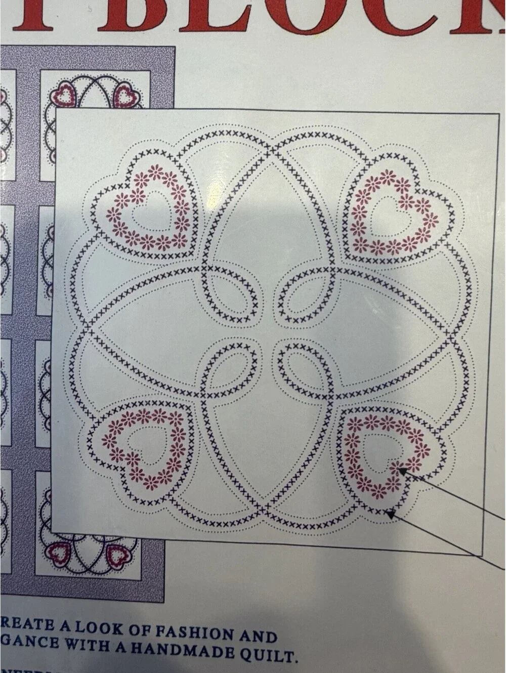Vtg Jack Dempsey White Quilt Blocks 18” Four Hearts #72 New Rare